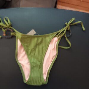 J Crew Wide Rib Curved Waist Cheeky Fit String Bikini Bottom With Rings …